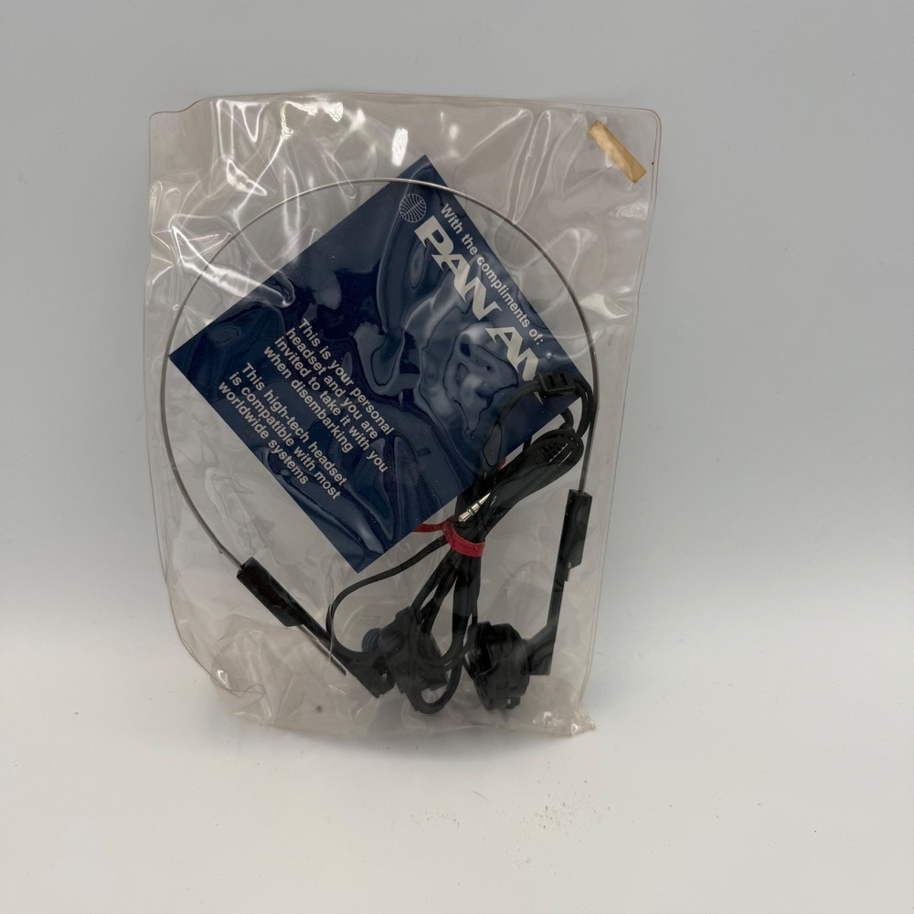 Vintage Pan Am Airlines Personal Headset Original Sealed Packaging Collectible